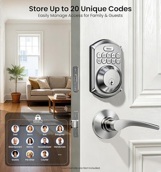 Veise VE001 Keyless Entry Deadbolt, Electronic Keypad Lock, Satin Nickel
