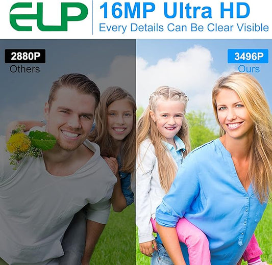 ELP 16mp Wide Angle USB Camera for Computer 180degree Fisheye Lens Webcam Board Mini UVC USB2.0 4K Video Lightburn Camera Module,with 3.3ft/1m Cable for Laptop, PC, Raspberry Pi, Jetson Nano
