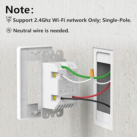 Smart Light Switch, Aoycocr In-Wall Smart Home Switch with Remote Control and Timer, Compatible with Alexa, Google Assistant and IFTTT, No Hub and Neutral Wire Required, ETL and FCC Listed
