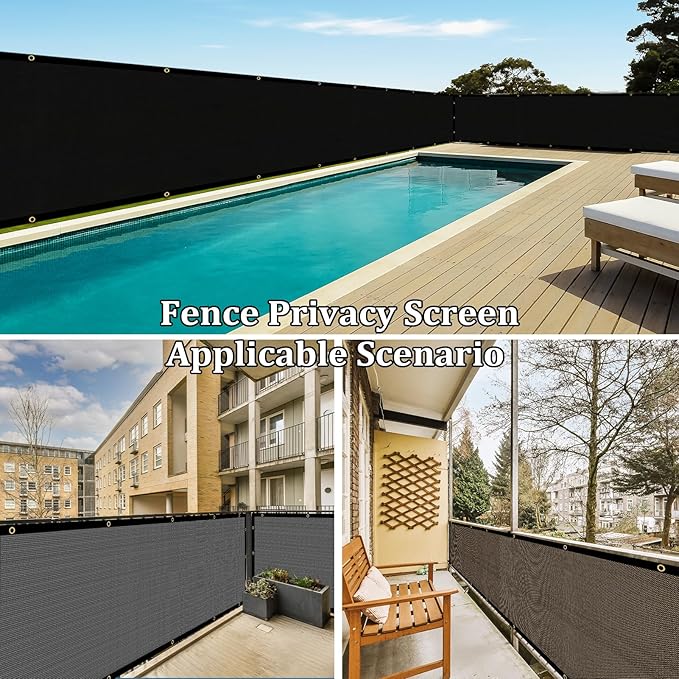 Shade&Beyond 6'x49' Black Privacy Screen Fence Cover 170 GSM Fencing Mesh Fence Panel for Wall Garden Yard Backyard Indoor Outdoor Home Decoration