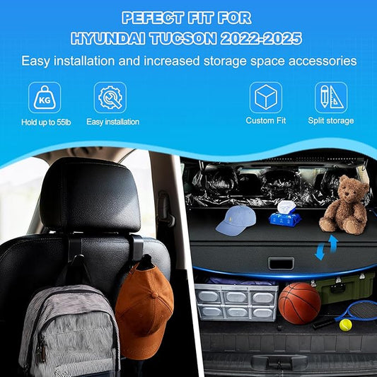 AUXKO Retractable Cargo Cover for Hyundai Tucson 2026-2022, Trunk Cover Luggage Security Shade Cover for 2026 2025 2024 Hyundai Tucson Shielding Shade Anti-Peeping Luggage Privacy Screen, Carbon Fiber