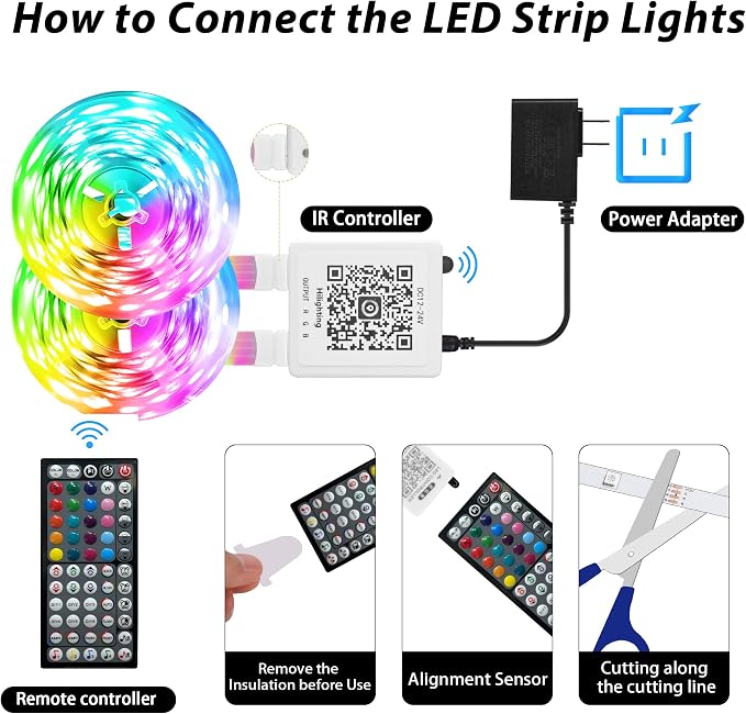 Ledagic Led Lights for Bedroom 100ft (1 Roll), Music Sync Led Lights | RGB Color Changing Led Strip Lights with Remote and App Control RGB Led Light Strip for Home Party Room Decor