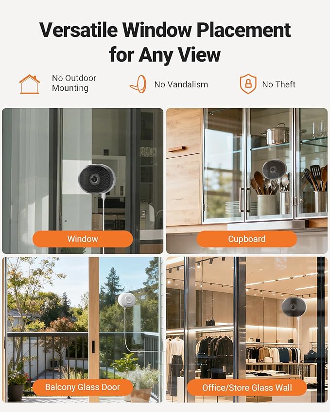Anlapus A60 3MP 2K Window Security Camera, 4 x Plug-in WiFi Indoor Camera for Home Security, 5G/2.4G WiFi, Color Night Vision, Motion Detection, 24/7 Recording, Easy Install, US-Only Cloud Storage