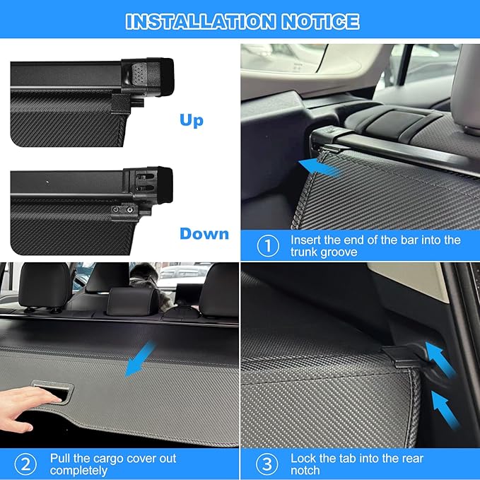 AUXKO Retractable Cargo Cover for Toyota RAV4 2026, Cargo Trunk Cover Luggage Security Shade Cover for 2026 Toyota RAV4 Shielding Shade Anti-Peeping Luggage Privacy Screen, Carbon Fiber
