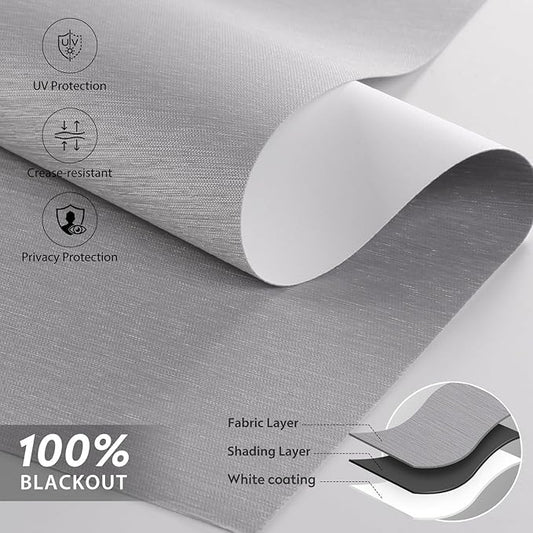 ZSTARR Motorized Roller Shades Blackout Smart Roller Blinds with Remote Control Rechargeable Blind Compatible with Alexa Automatic Window Shades for Home Custom Size (BO Champagne Grey)