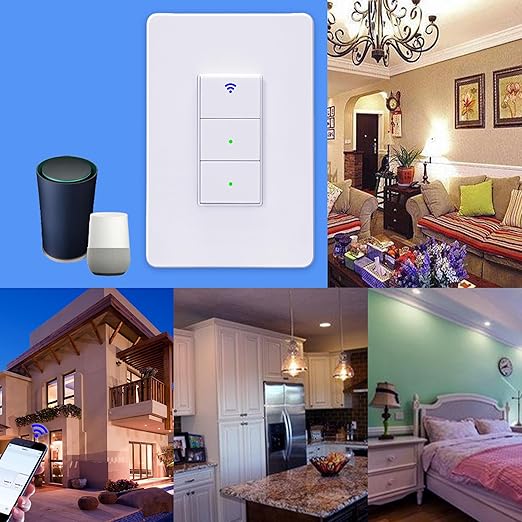 Zigbee Smart Light Switch Triple Rocker,No Neutral Wire,Zigbee HUB Required Single Live Push Button,Remote Control Compatible with Alexa and Google Home