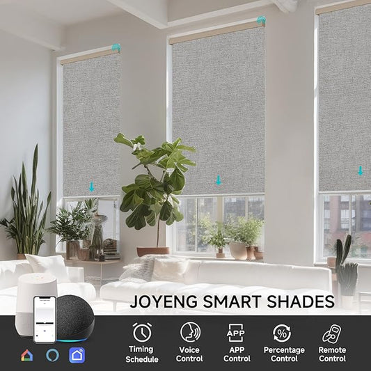 Motorized Blinds with Remote, Custom Automatic Electric Blackout Smart Blinds for Windows, Motorized Window Roller Shades Compatible with Alexa Google for Home Office, Fabric Coffee