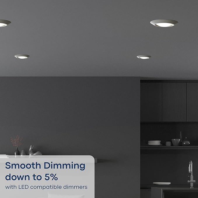 Sea Gull Lighting 14550S-15 Generation Lighting Traverse Lyte Round 6 in. 3000K, Canless Integrated LED Recessed Light, 925 Lumens, 90 CRI, T24 Complaint, Wet Rated in White Finish (20 Pack)
