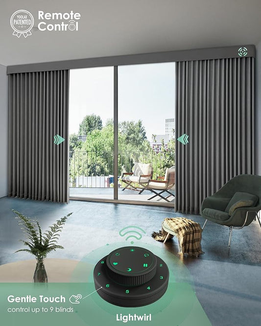 Yoolax Motorized Curtains with Remote, Blackout Curtains with Voice Control, Smart Shades for Living Room, Bedroom, Compatible with Alexa Google Home, APP Control, Custom Size, Silver Grey