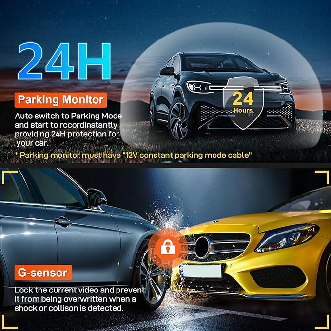 Mangoal Front 4K & Rear 1080P Dash Cam Custom fit for GMC Yukon, Yukon XL 2021-2022 (Model B), SLE SLT AT4 Denali, Integrated OEM Look, UHD 2160P Video, G-Sensor, Loop Recording, 128GB Card