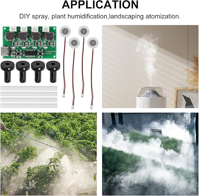 2Sets Type-C USB Humidifier Module DIY Kits Mist 4 Way Fogger Atomization Driver Circuit Board Type-C Spray Module