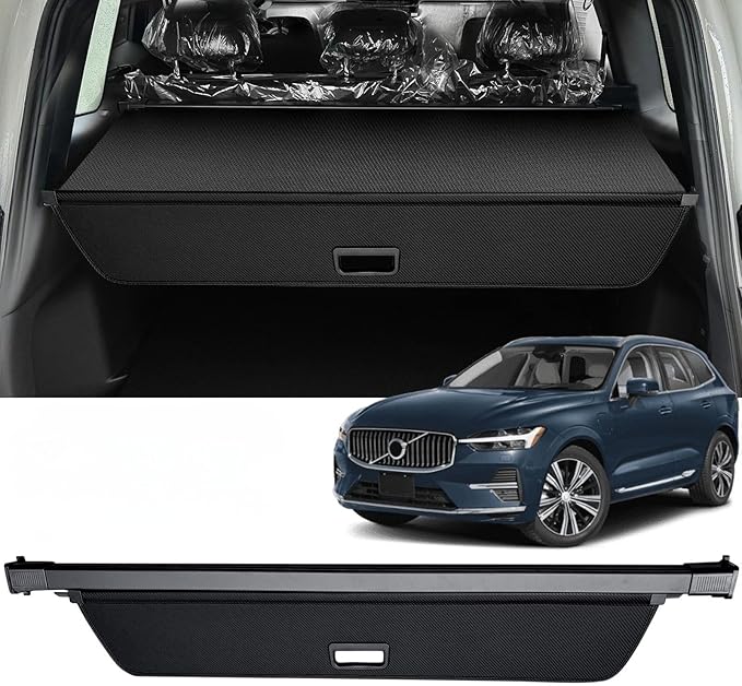 AUXKO Retractable Cargo Cover for Volvo XC60 2026-2018, Trunk Cargo Cover Luggage Security Shade Cover for 2026 2025 2024 Volvo XC60 Shielding Shade Anti-Peeping Luggage Privacy Screen, Carbon Fiber
