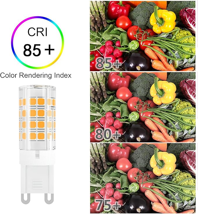 DiCUNO G9 LED Light Bulb 4W, 40W Halogen Replacement, Warm White 3000K, 450 Lumen, G9 Bi-Pin Ceramic Base Bulb, 120V, Non-dimmable, for Chandelier Lighting, Pendant Light, 6-Pack