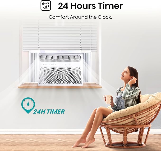 Hisense 14,000 BTU Smart Window Air Conditioner, 3 modes (Cooling, Fan, Dehumidifier), Easy Installation,Ultra Quiet, 2 Years Warranty