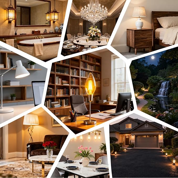 B11 Type B LED Filament Bulb, E12 Base, 6W/60W Equivalent 2700K Warm White – Clear Glass, Dimmable, Ideal for Chandeliers, Wall Sconces & Decorative Lighting, 6-Pack (2700K)