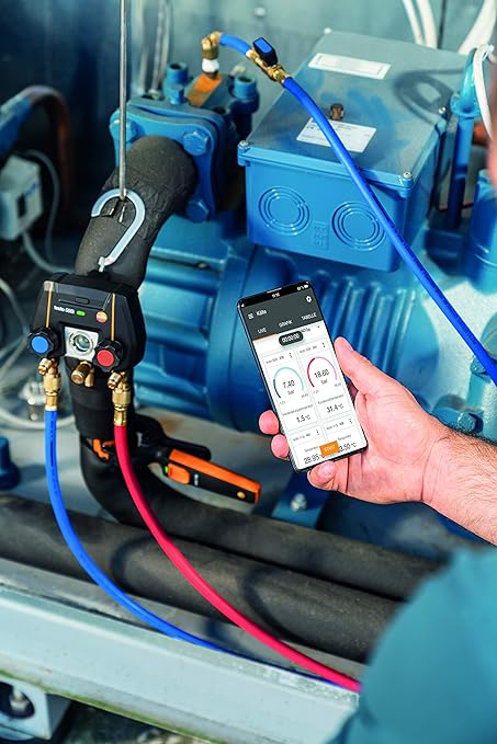Testo 550i I App Operated Digital Manifold for air Conditioning, Refrigeration Systems and Heat Pumps – with Bluetooth