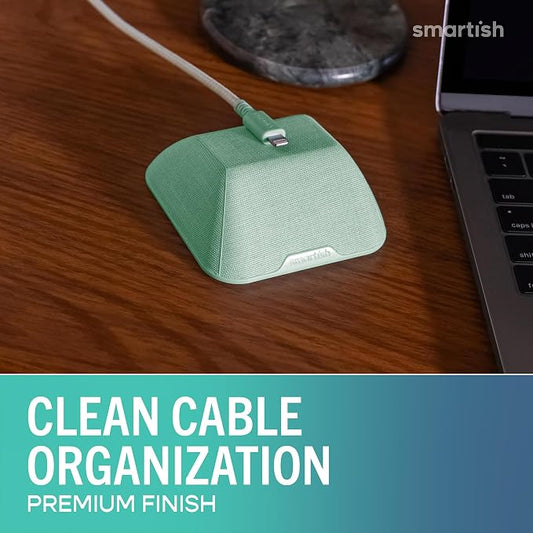 Smartish® Magnetic Cord Holder - Cable Wrangler Organizer with Magnet Clips for Charger Management on Desktop, Nightstand, or Side Table for All Cables, USB-C, Lightning Cables - Teal Me More | Holds 5 Cords, 2 Cable Clips, Weighted Base, Charger Keepe...
