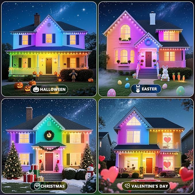 LETIANPAI 300FT Permanent Outdoor Lights,RGB Eaves Light with App Control Remote,DIY Scene Modes IP67 Waterproof Under Eave Lighting,Outdoor Lights for Decor,Garden Decor,House,Party