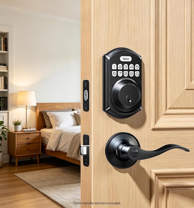 Veise VE001 Keyless Entry Deadbolt, Electronic Keypad Lock, Matte Black