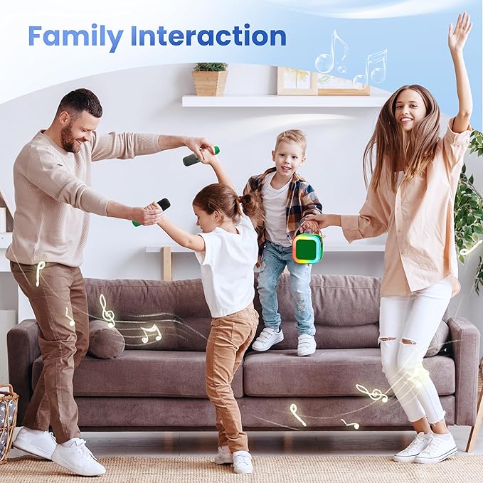 Mini Karaoke Machine for Kids Adults, 2026 TOP Birthday Gifts for Girls Boys 3,4,5,6,7,8+Year Old Toddler Toys, Portable Bluetooth Speaker with 2 Wireless Karaoke Microphones Player (Dark Green)