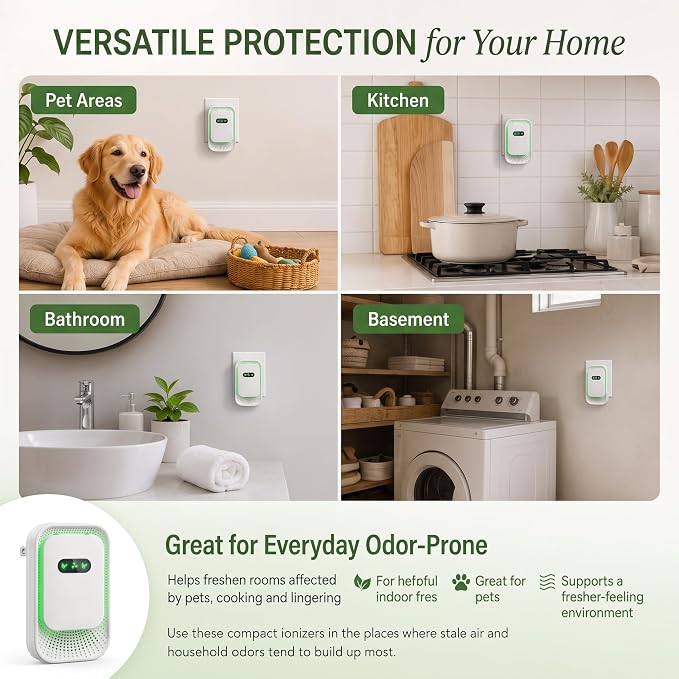 6 Pack Plug in Air Purifier,Quiet Air Ionizers for Home and Pet Odors
