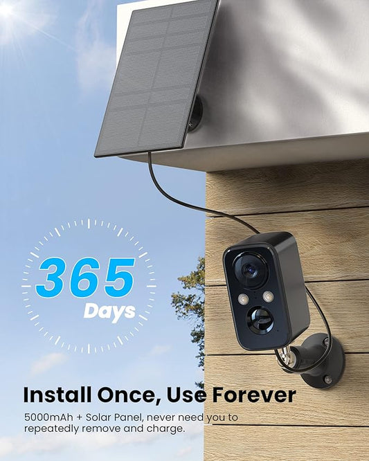 FOAOOD Security Cameras Wireless Outdoor with Solar Panel Cameras for Home Security, Home Camera with Color Night Vision, PIR Human Detection, 2-Way Talk, IP66 Waterproof, (2Packs-Black)