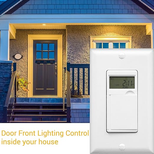ENERLITES - HET01-C-W Programmable Digital Timer Switch for Lights, Fans, Motors, 7-Day18 ON/OFF Timer Settings, Single Pole, Neutral Wire Required, UL Listed, HET01-C, White | UL Listed, Digital In-Wall Switch Timer with 18 ON/OFF Settings, Neutral Re...