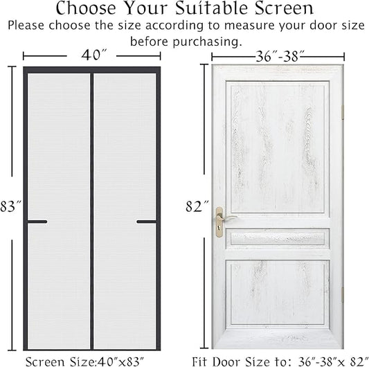 Upgraded Magnetic Screen Door Thicker 250g/㎡ Reinforced Mesh,36 Longer Magnets,Door Screen Magnetic Closure for Single Door,Retractable Mosquito Net for Door,Fit Doors to 38x82 Inch,Black