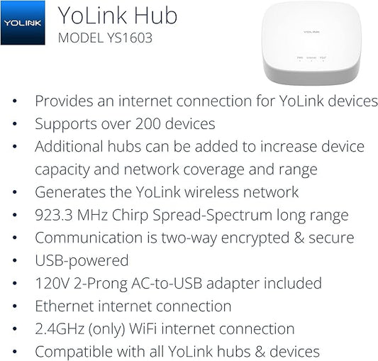 YoLink LoRa Smart Vibration Sensor & Hub Starter Kit: Hub & Smart Shock, Glass Break, Tamper, Movement Detector, Generator Running, Email/SMS/Push Alerts, 1/4 Mile Open Air Range, Alexa, IFTTT
