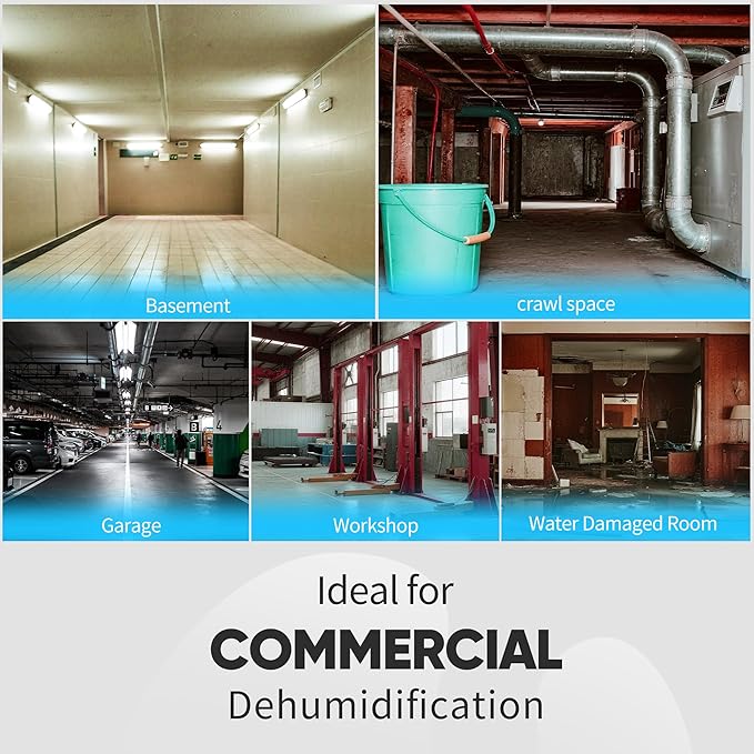190PPD Commercial Dehumidifier with Pump for Basement-6000Sq.Ft. Warehouse, Large Crawl Space Dehumidifier for Efficient Water Damage Restoration-Auto Defrost, Memory Starting, 2026-Blue-2PC