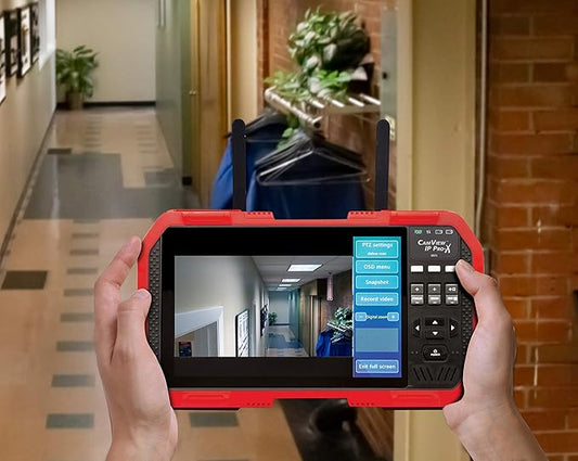 Triplett 8075 CamView IP Pro-X CCTV Camera Tester with PoE, Built-in DHCP Server, and 7" TFT Touchscreen - NTSC/PAL, HD-CVI 3.0, AHD 3.0, HD-TVI 3.0