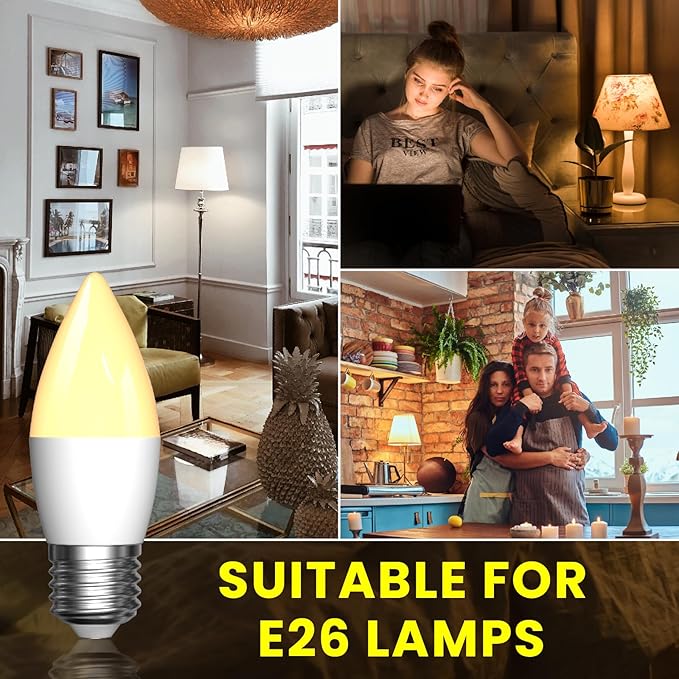 E26 LED Light Bulbs with Remote Control, 400LM 4W Stepless Dimmable 3000K-4000K-6000K Light with Timer & Memory Function, 40W Equivalente Light Bulb for Living Room, Bedroom,2 Bulb& 1 Remote