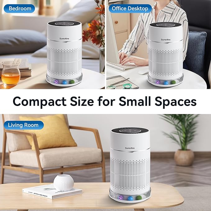 Cat Air Purifier with Interactive Ball, HEPA Filter for Pet Hair Odor, 360° Air Outlet for Small Room, Bedroom, Dorm, Desktop