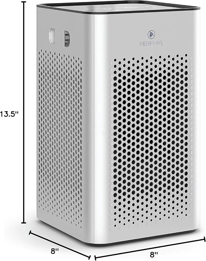 Medify MA-25 Air Purifier with True HEPA H13 Filter | 825 ft² Coverage in 1hr for Allergens, Smoke, Wildfires, Odors, Pollen, Pet Dander | Quiet 99.9% Removal to 0.1 Microns | Silver, 1-Pack