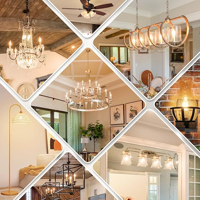 GoBright 24-Pack Dimmable E12 Candelabra Light Bulbs 60 Watt Equivalent, 2700K Soft Warm White 6W LED Chandelier Light Bulb, Super Bright 630LM LED Filament Clear Glass Candle Light Bulbs, No Flicker