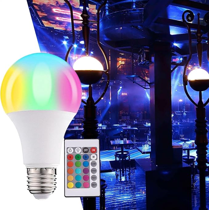 Color Changing Light Bulb - Lampshade Buld Head with Multicolors RGB, E27 Screw Base Bulb | 5W Color Changing Light Bulbs E27 Base Smart Light Bulbs Remote Controled for Lamps Decoration Household