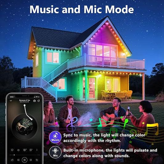 LETIANPAI 200FT Permanent Outdoor Lights,RGB Eaves Lights with App Control Remote,DIY Scene Modes IP67 Waterproof Outdoors Under Eave Lighting,Outdoor Light for Garden Decor