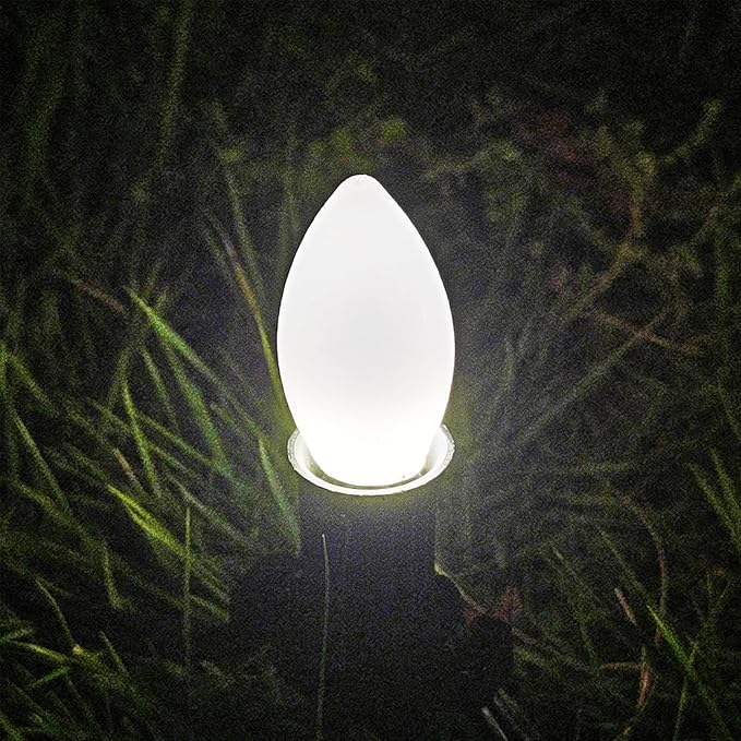 C7 Cool White LED Bulbs Dimmable Christmas Lights, 25 Pack, 0.72W Indoor/Outdoor, Waterproof, Night Light, E12 Base, IP65