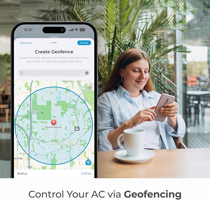Breez Eco | Smart AC Controller for Mini Split, Window, Portable ACS | WiFi, Alexa, Google, Siri Shortcuts, SmartThings, IFTTT, Free App, NO Subscriptions | Schedules, Geofencing, Comfy (Black)