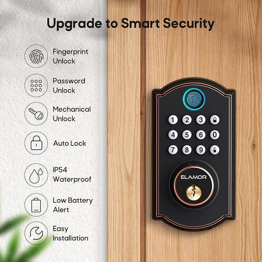 M19 Fingerprint Door Lock, Smart Keyless Entry Deadbolt for Front Door ORB
