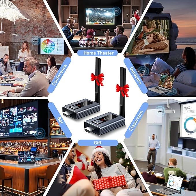 Wireless HDMI Transmitter and Receiver,HDMI Wireless Adapter 50M,Smart Thermal Control,Plug and Play,Metal Housing,LED Display,5GHz @60fps for Wirelessly Stream Video from Laptop,TV Box to TV/Monitor