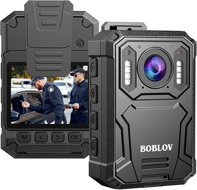BOBLOV KJ23Pro 2K Body Camera, 64GB Body Camera with Night Vision, 4000mAh Battery for 15 Hours Continuous Recording, IP66 Waterproof Design for Law Enforcement, Security, and Outdoor Work(64GB)