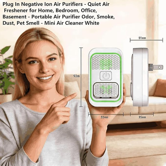 RongfuxangPlug-In Negative Ion Air Purifier, 3 Pack, Filterless Mini Air Ionizer for Home, Bedroom, Office, Quiet Air Freshener for Odor, Smoke, Pet Smell, White