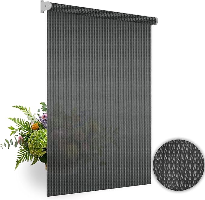 HILADUO Customized Solar Screen Roller Shade Blinds with Remote-Controlled Motorized Operation, 1%, 3% or 5% Openness Screen Fabric, Made in USA