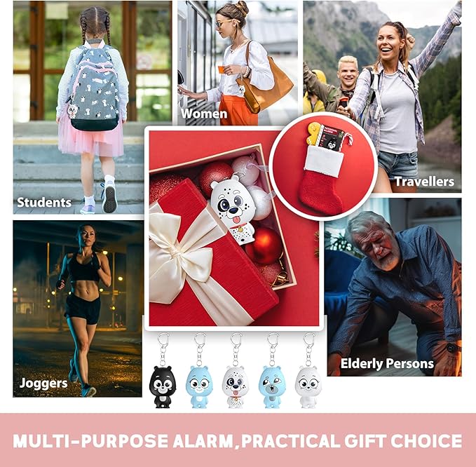 Rechargeable Personal Alarm for Women – 130dB Loud Emergency Alarm Keychain with Strobe Light, Self-Defense Safety Alarm with Low Battery Alert for Women, Kids & Seniors