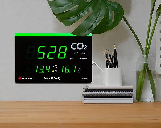 Triplett GSM250 Wall Mount/Desktop Indoor Air Quality Monitor - Carbon Dioxide (CO2), Humidity, Temperature
