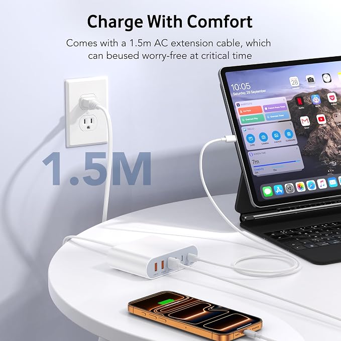 100W USB C Fast Charger Block Compact GaN 6 Port PD USB C and QC USB A Wall Charger Type C Charging Station Hub Adapter Plug Cube Brick for iPhone 17 16 15 14 Pro Max iPad Pro Air Samsung Pixel LG | USB Charger Station Hub, Multiport Charging Block Cub...