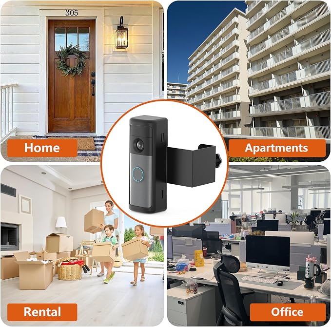 No-Drill R-ing Doorbell Mount with Rain Cover, Anti-Theft Door Bracket Compatible with Ring/Other Battery Doorbell/Plus/Pro(2026 Newest Model),Quick Install Doorbell Camera Holder for Rental Apartment