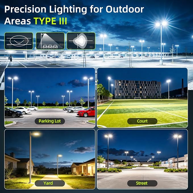 6 Pack 150W LED Parking Lot Light 22500LM, Power Tunable & 3CCT (3K/4K/5K) ETL Listed LED Pole Light IP65 Super Bright Commercial Flood Light with Photocell, AC100-277V