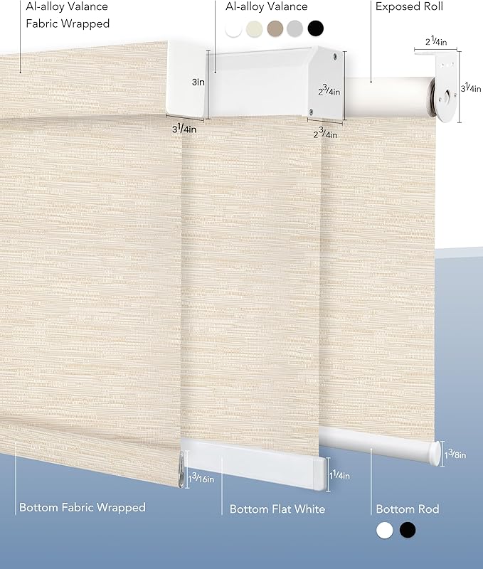 Motorized Blinds Compatible with Alexa Google 100% Blackout Smart Blind Automatic Window Roller Shades Remote Control Custom Size Jacquard Beige